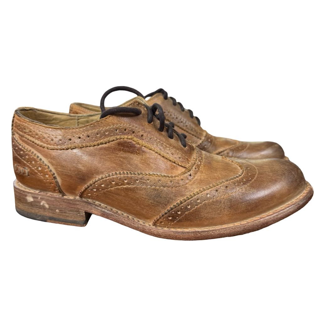 Bed Stu Lita Womens Brown Wingtip Leather Lace Up Oxford Distressed Shoes sz 8.5